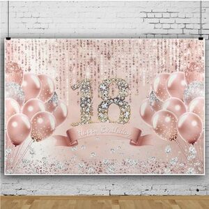 Rose Gold Happy 18 Birthday, 5 x 7, 18 Years Old Background Cloth 18th Birthday